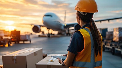 Kỹ thuật viên sân bay nhìn vào chiếc máy bay chở khách đang đậu